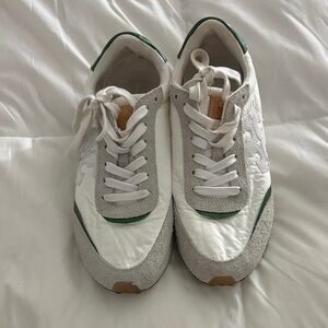 Tory Burch White Sneakers with Green Heel Accent